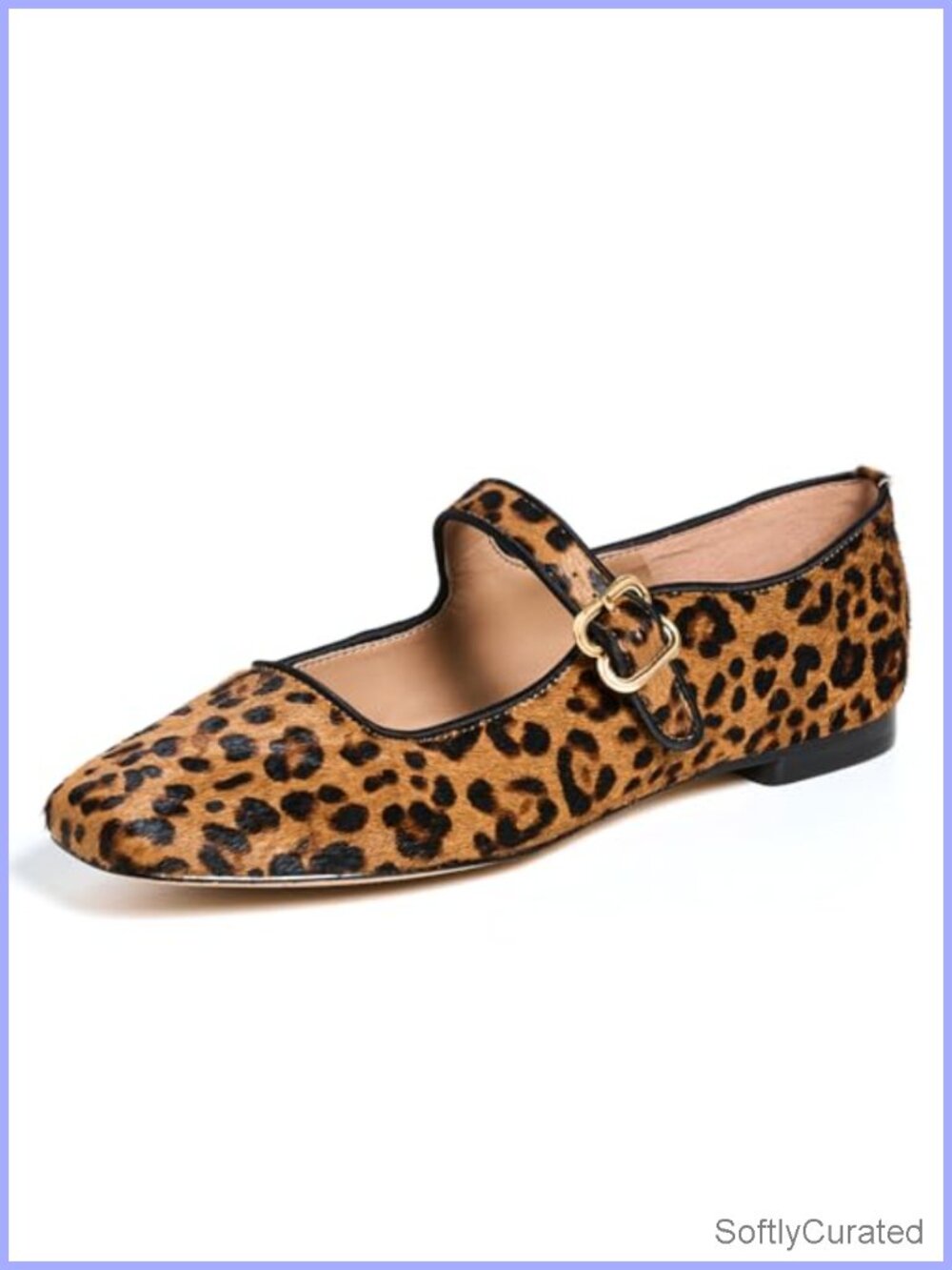 Women's Mesh Ballet Flats Square Toe Mary Jane Buckle Strap Suede Casual